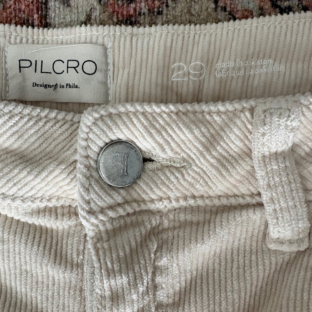 Anthropologie Pilcro Cream Corduroy Wide Leg High Rise Pants | Size 29 - Picture 3 of 6